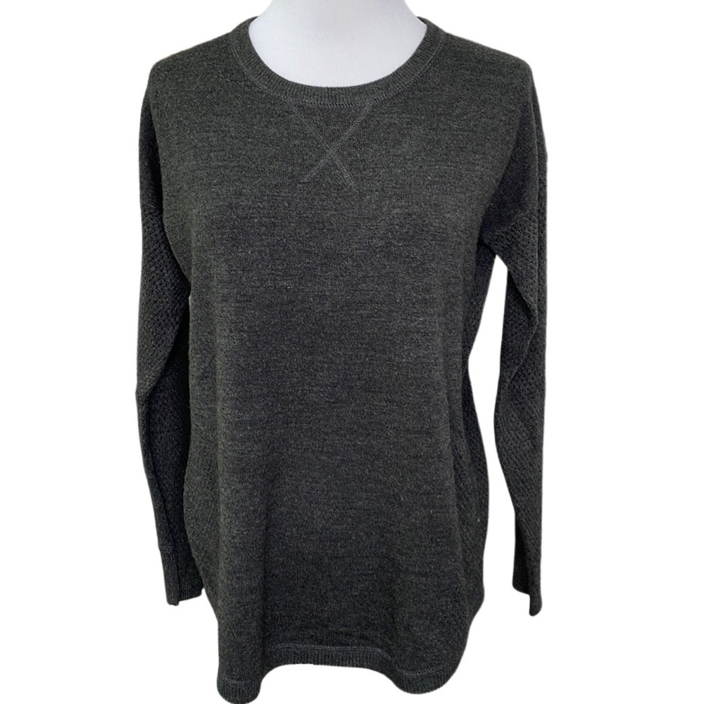 Sweet Romeo Charcoal Gray Lightweight Knit Crew Sweater
